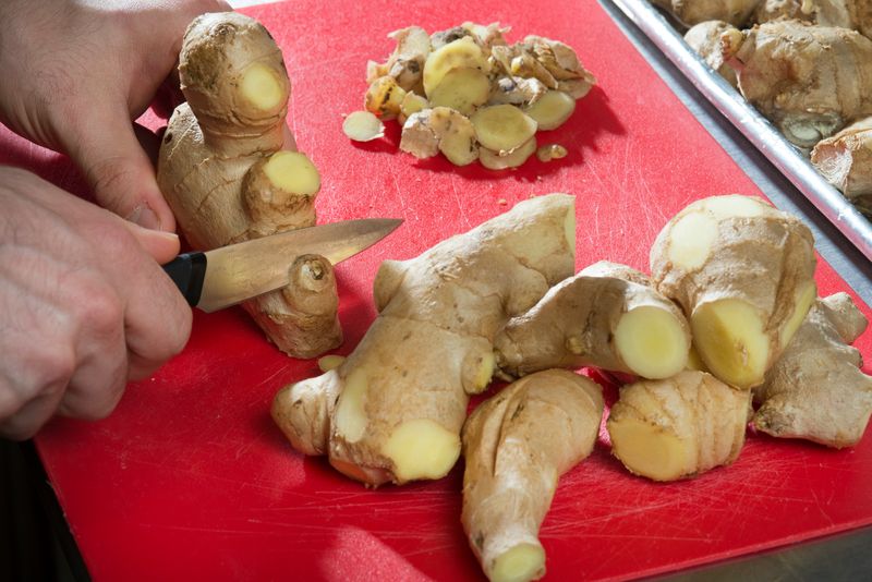 Ginger being chopped at Barrow's Intense Tasting Room