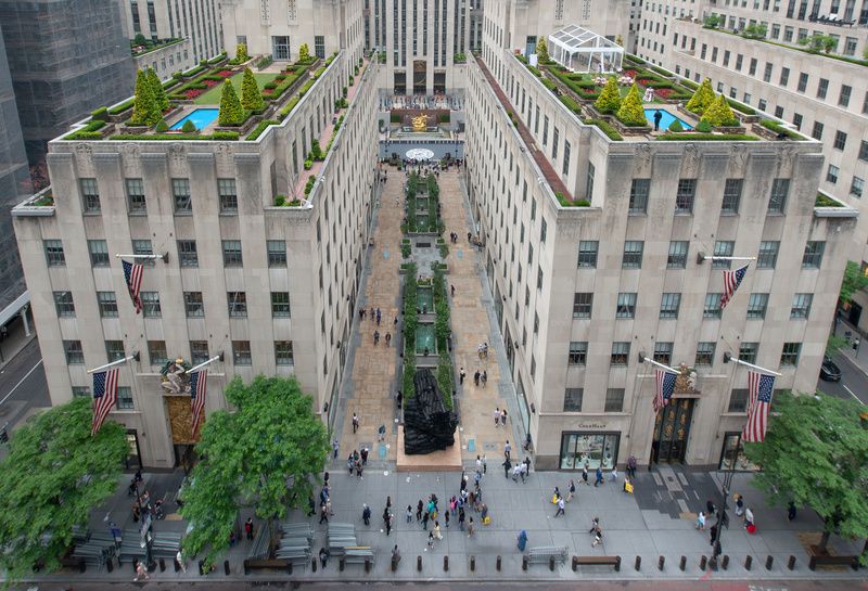 charcoal sculpture in Origin, Emergence, Return at Rockefeller Center