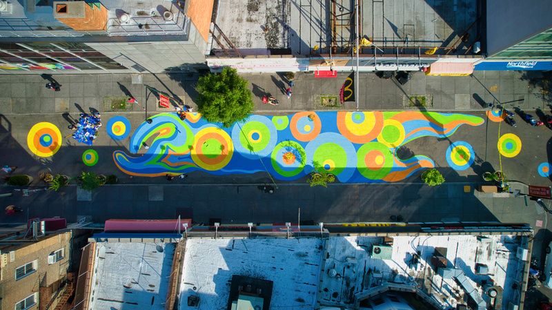 Raindrops at Hillel Plaza mural