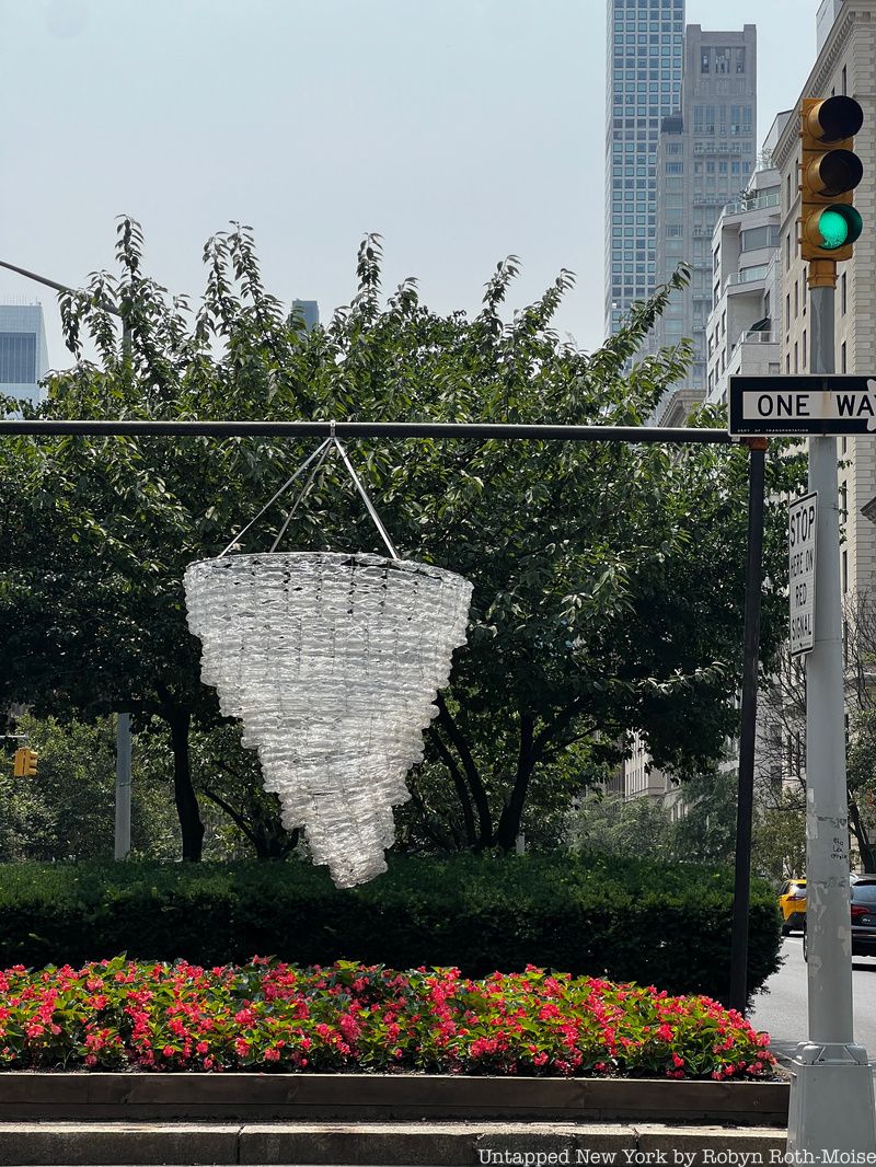 Water bottle chandelier by Willie Cole