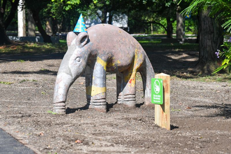 NYC Parks retired animal sculpture party in flushing meadows corona park