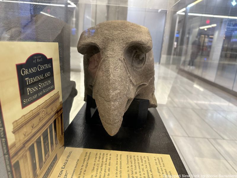 Penn Station eagle head at Moynihan Train Hall