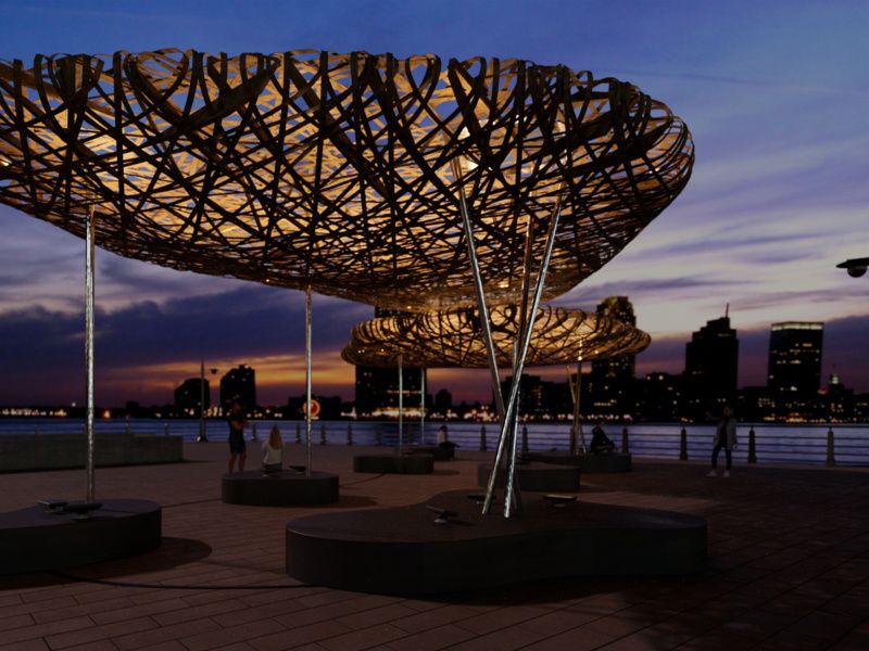 Bamboo Cloud NYC art installation