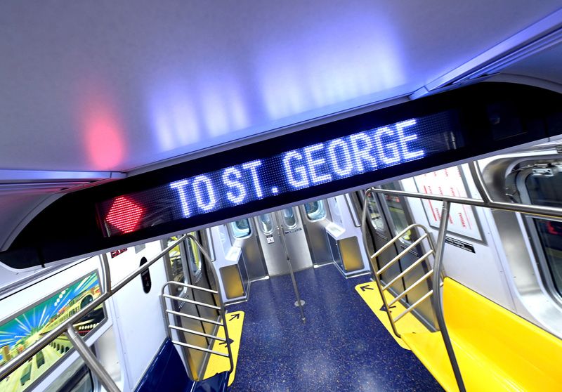 Interior of a R211 subway car