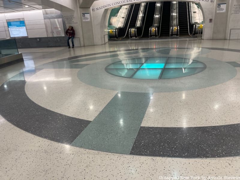 45th Street floor tile wayfinding sign at Grand Central Madison