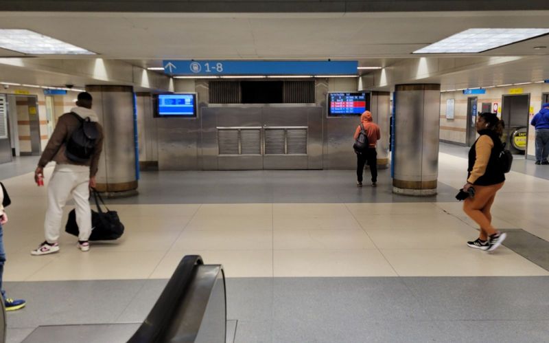 Corridor of Penn Station during holiday travel in NYC