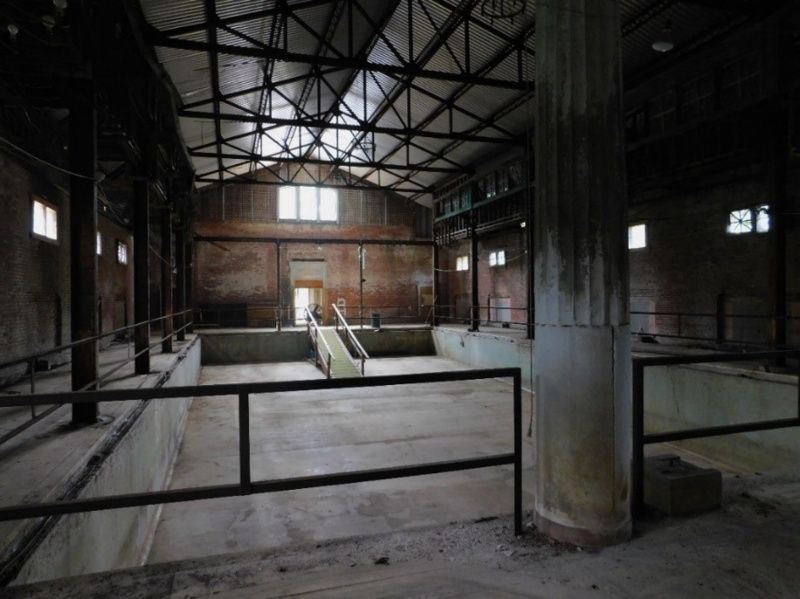 Current interior of the Pool Building at Lyndhurst Mansion, pool area 2020