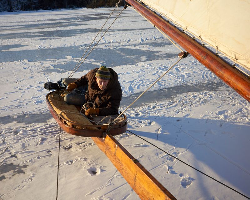 Person on an ice yacht