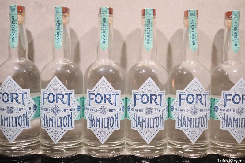 Row of Fort Hamilton Old World Dry Gin on display