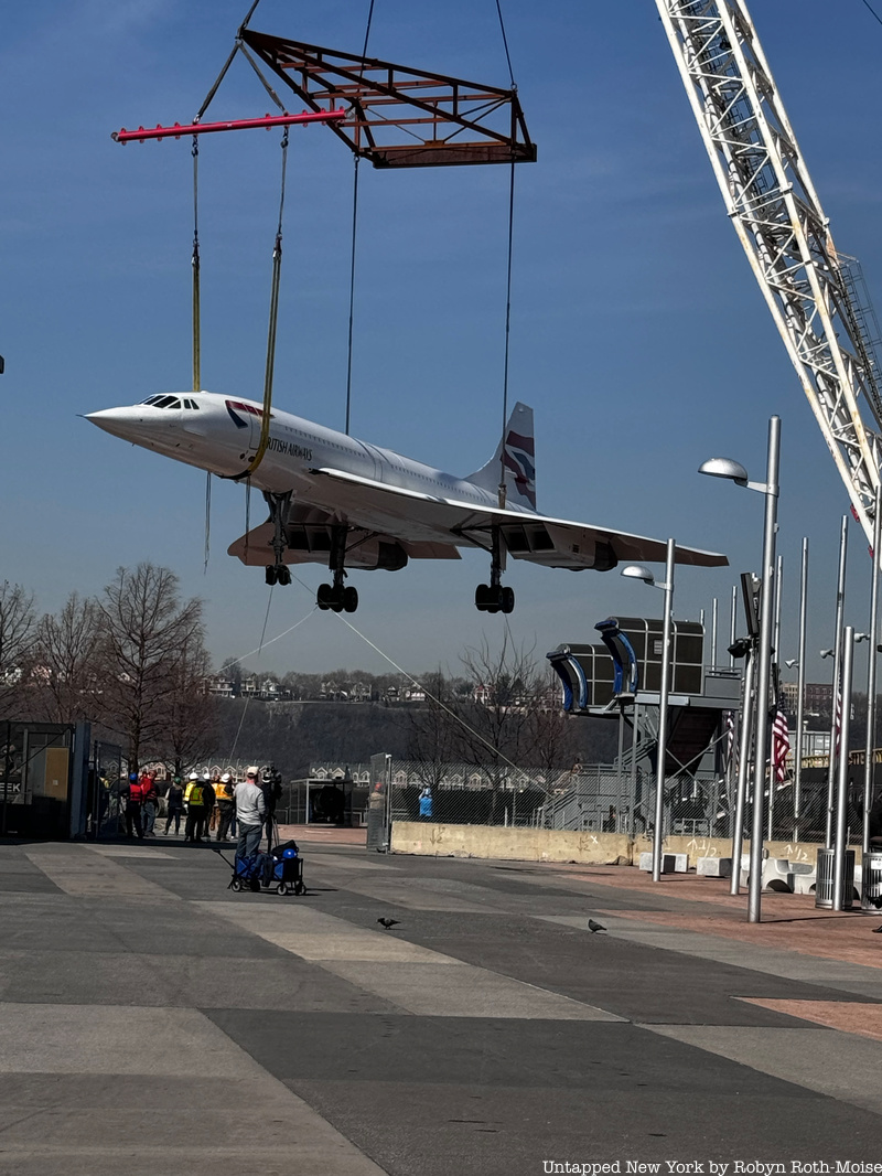 Concorde Jet hoisted by crane