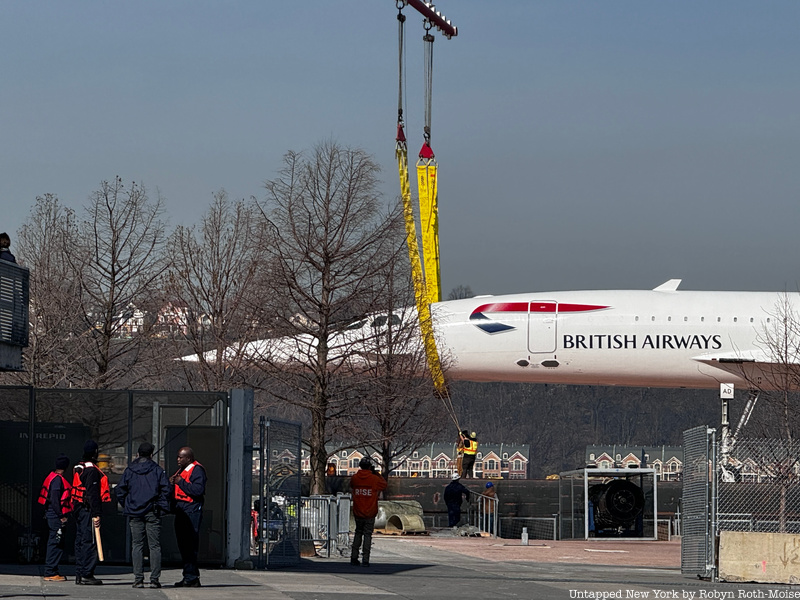 Concorde Jet hoisted by crane