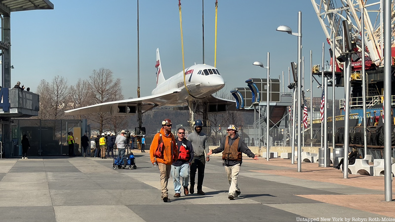 Concorde Jet hoisted by crane