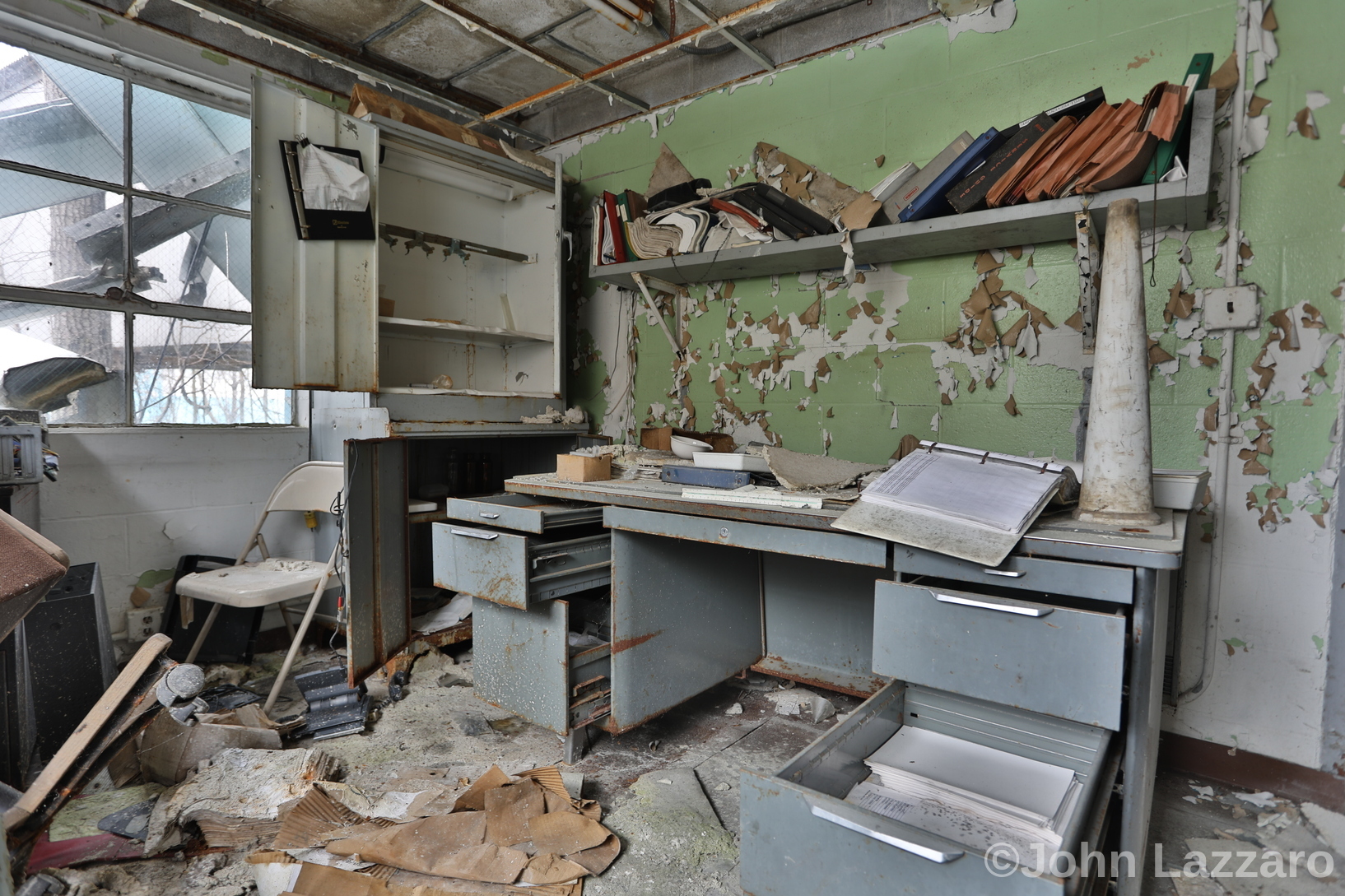 Inside abandoned Newton Falls Paper Mill building