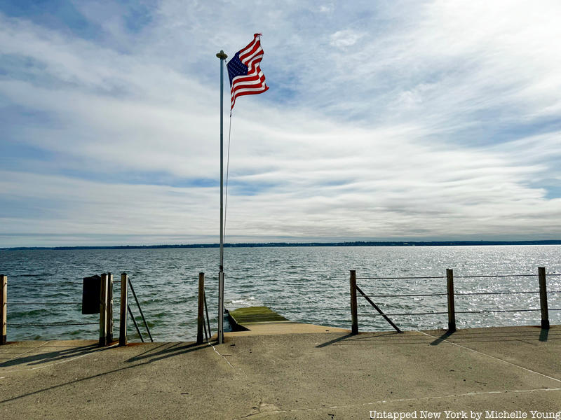 Flagpole on Edgewater Park boardwalk