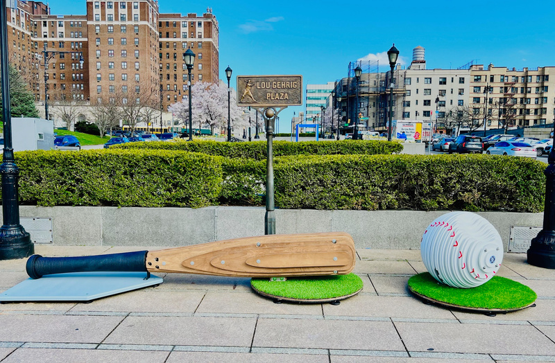 Baseball bat and ball at Yankee Stadium