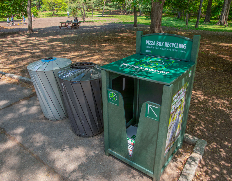 Pizza Box Recycling bin in Central Park