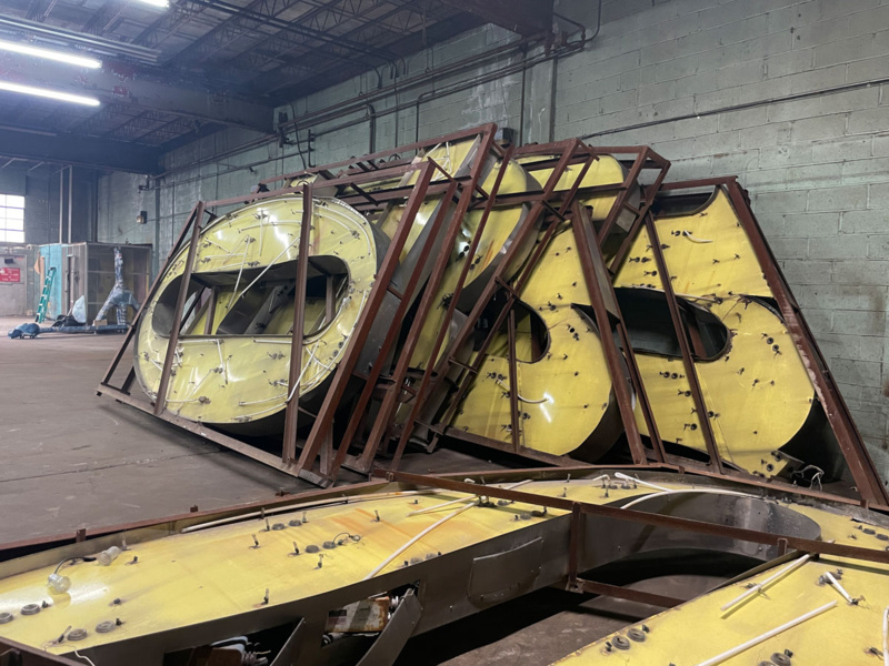 Domino Sugar sign letters in storage