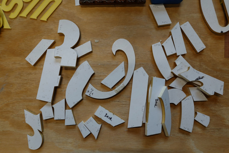 Small pieces of Domino Sugar Sign letters