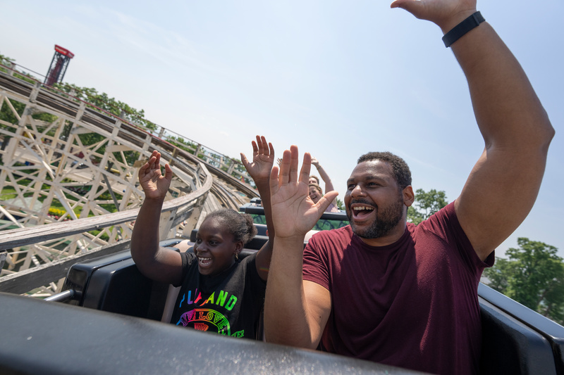 People on a roller coaster at Rye Plaland