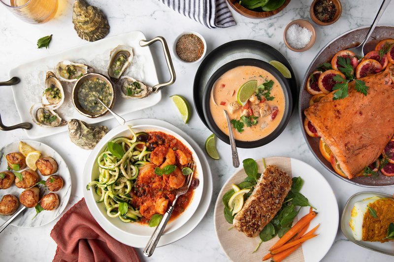 Overhead view of a dinner table