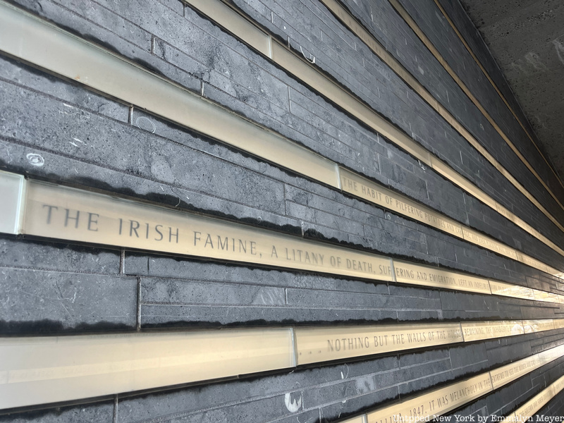 Text on the wall of the Irish Hunger Memorial in NYC