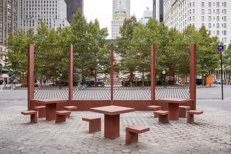 Edra Soto
Graft, 2024
Photo: Nicholas Knight, courtesy of Public Art Fund, NY
Presented by Public Art Fund at Doris C. Freedman Plaza, New York City, Sep 5, 2024 - Aug 24, 2025.