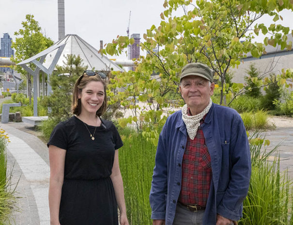 Nature Walk tour with artist George Trakas, June 1, 2021. Alicia West and George Trakas, phase 3