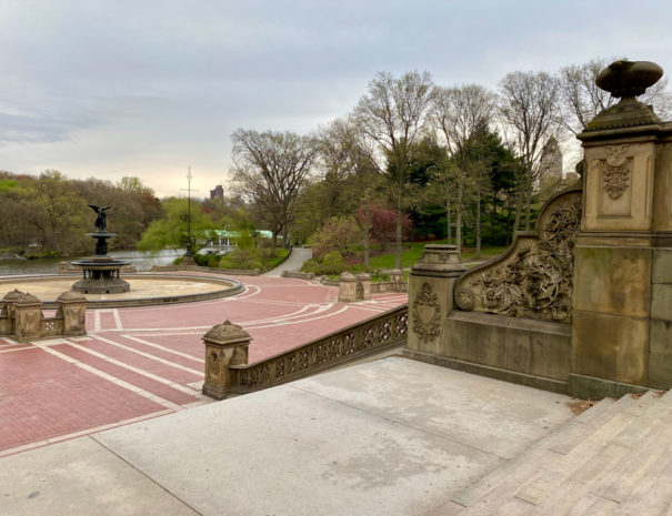 Bethesda Fountain Plaza from West Staircase, Central Park-web