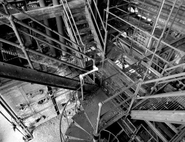 Metal stairways in an Abandoned building