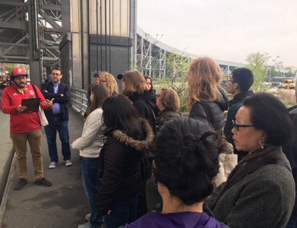 Walking Tour group on by the Gowanus Canal