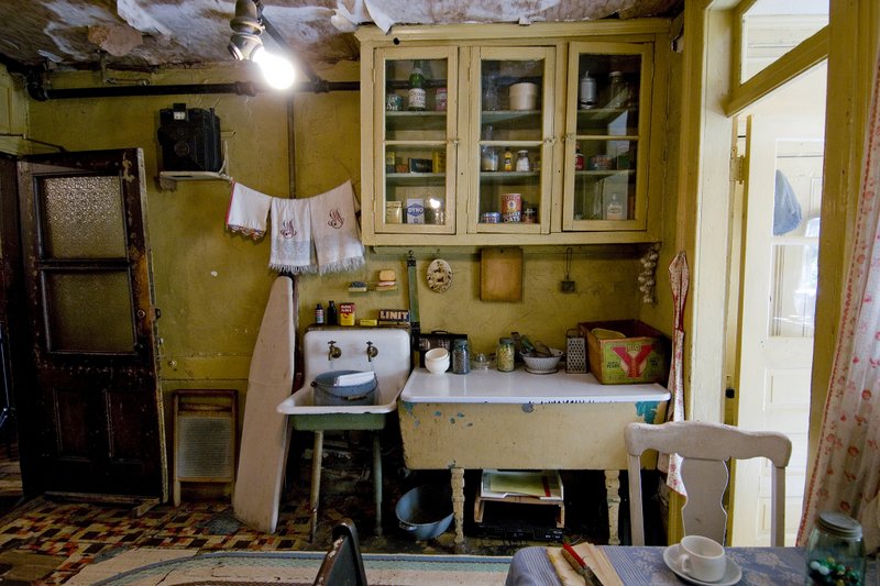 Interior of an old tenement, similar to that of the New Brighton tenement collapse. 