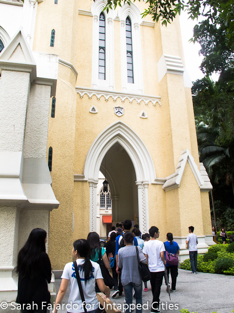 Tour visit to St. John's Cathedral, Central, Hong Kong.