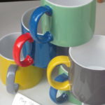 Multicolor mugs at Le Rocketship Café Paris
