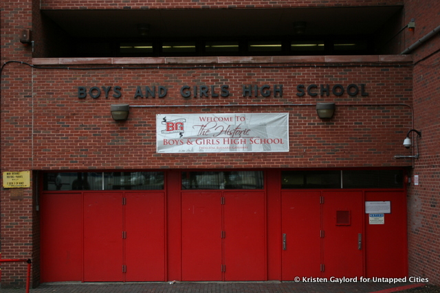 The literally named Boys and Girls High School at Fulton Street and Stuyvesant Avenue.