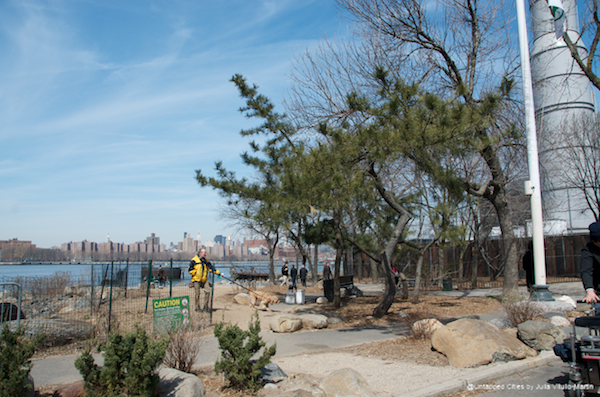 The area's only public park at the moment is Grand Ferry, snuggled between the Domino site and the New York Power Authority's Kent Avenue Power Project.