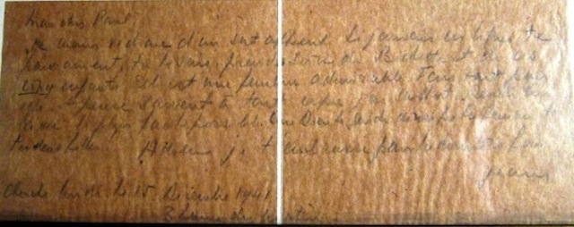 Jean's note, up close.