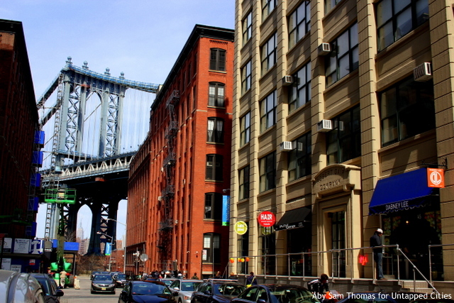 Chris Perry's studio at 55 Washington Street is located at a particularly picturesque location in DUMBO.
