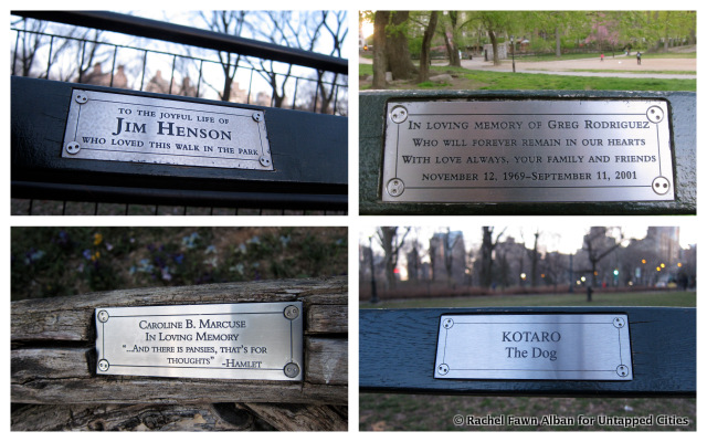 Central Park Bench Plaques, photos by Rachel Fawn Alban 
