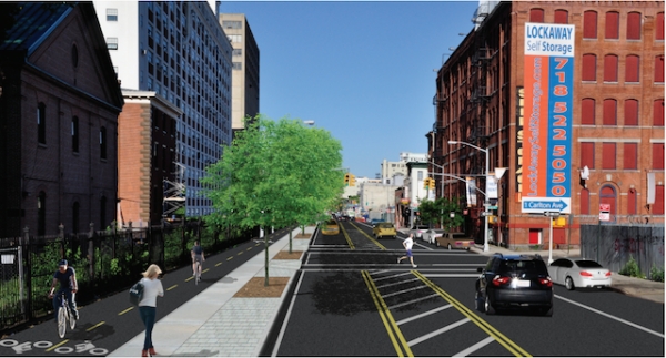 An image of how Flushing Avenue will look after the project is complete. (New York DOT)