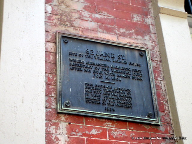 82 Jane Street-Plaque-Alexander Hamilton Died-NYC-West Village