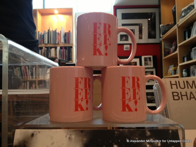 Nayland Blake's "FREEK!" mugs for sale in the ICP bookstore