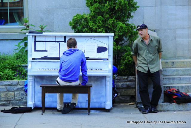 Public piano at the corner of Mont-Royal Est Avenue and Henri-Julien Street.