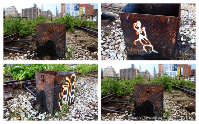 High Line Section 3 - Hudson Rail Yards - Switch Box Collage - Graffiti - Carol Bove Art Tour -  Untapped Cities- Rachel Fawn Alban