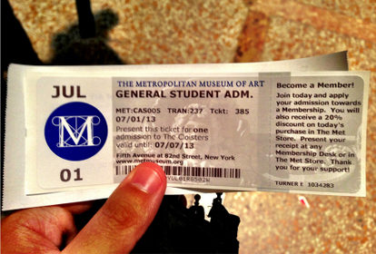 New Metropolitan Museum of Art Paper Ticket-Metal Buttons