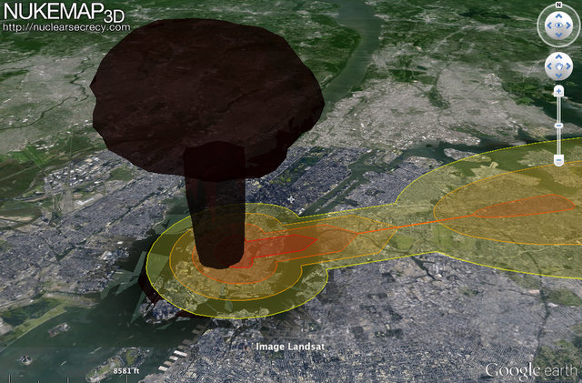 NukeMap-Hiroshima-Manhattan-NYC-Atomic Bomb-Explostion-Google Earth