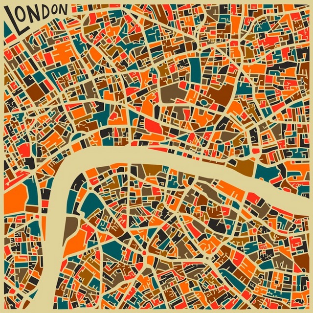 Jazzberry Blue-London-Modern Abstract City Map