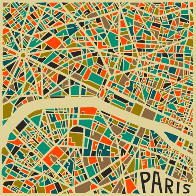 Jazzberry Blue-Paris-Modern Abstract City Map