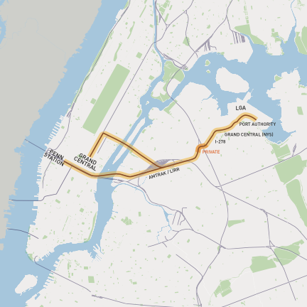 Penn Station to LGA Airport-Map-NYC