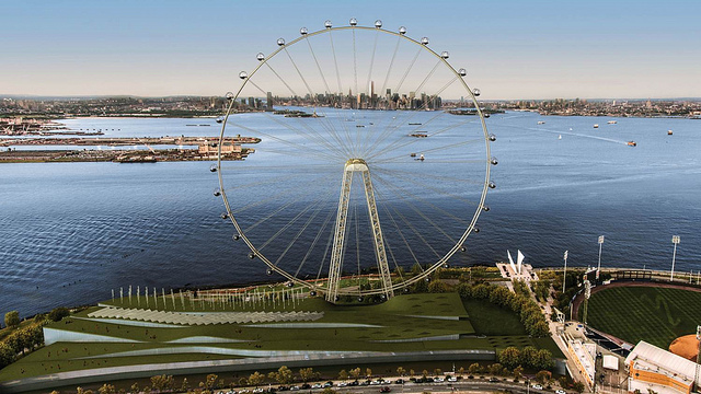 artist rendering of the New York Wheel, the world's tallest Ferris wheel, coming to Staten Island. via NYCMayorsOffice