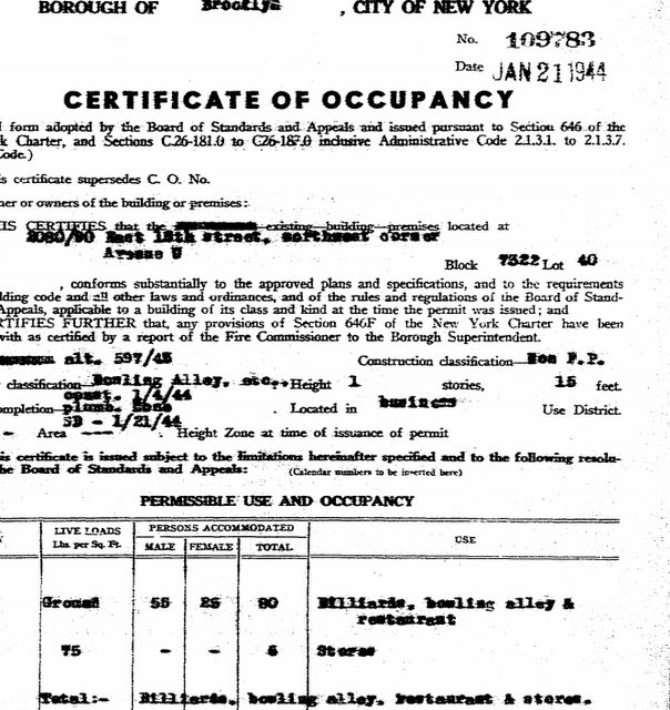 1723 Avenue U-Sheepshead Bay-Brooklyn-Vision Palace Optical-Certificate of Occupancy 1944